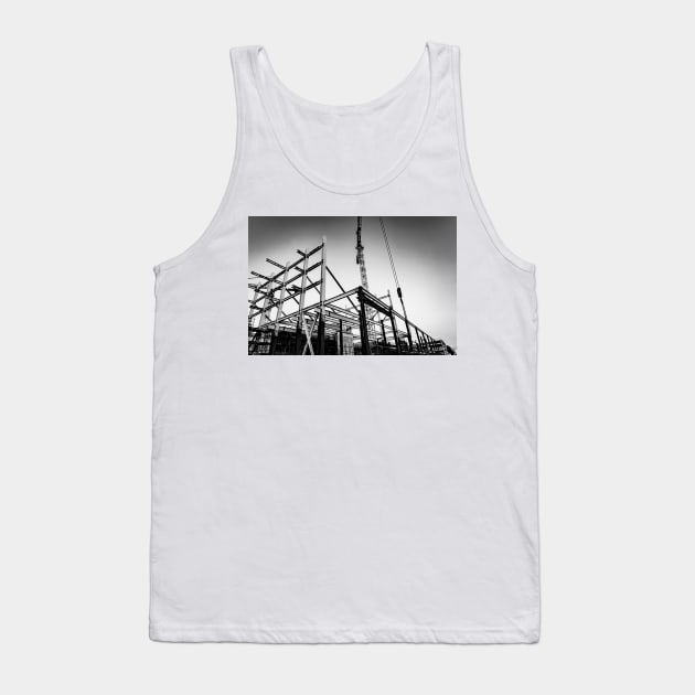 Gritty construction image of steel framing and construction crane Tank Top by brians101